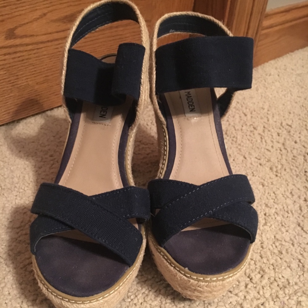 Steve Madden Navy Wedge Sandals